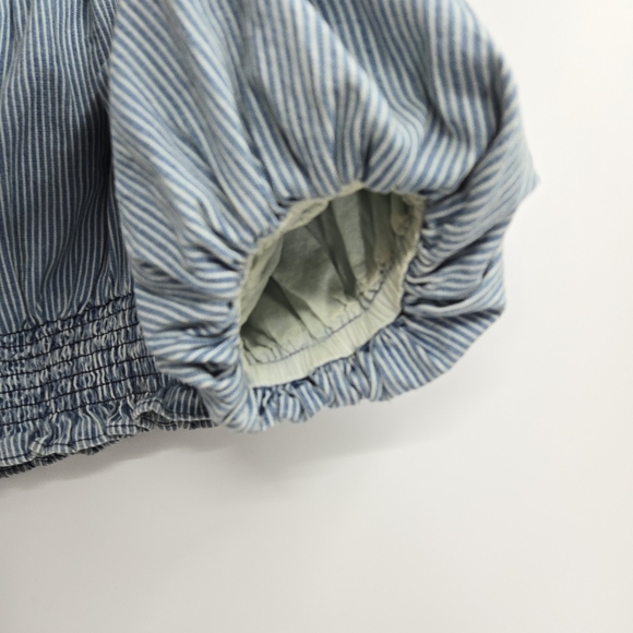 Porridge Top Denim Cropped Striped Off Shoulder - Picture 7 of 16